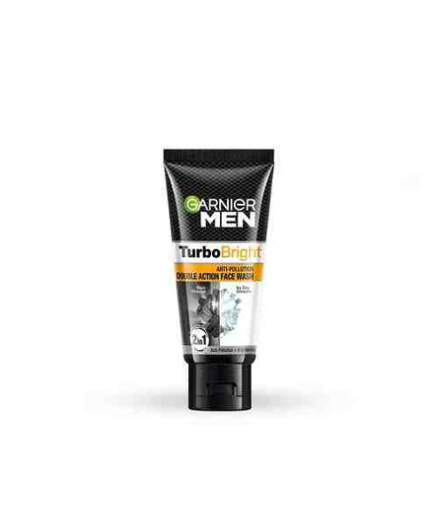 Garnier men turbobright anti pollution double action face wash 100g